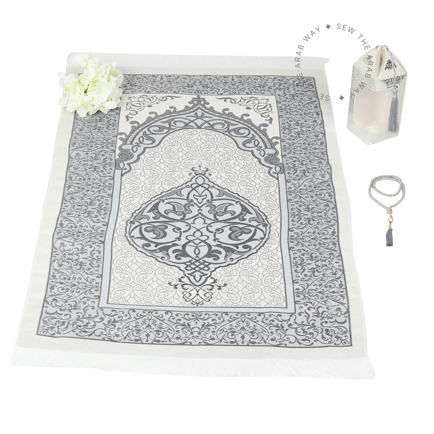 Turkish Prayer Mat Gift Set Small Grey