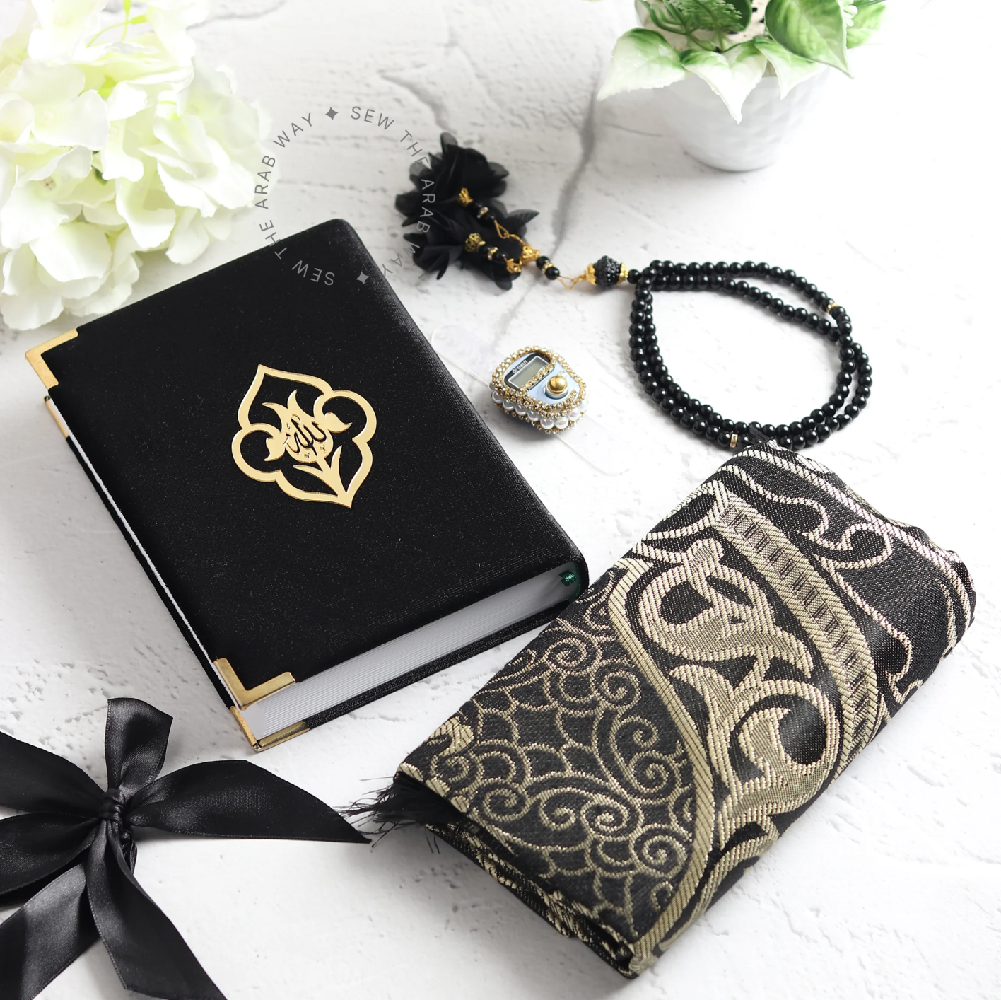 Turkish Prayer Mat Gift Set Big Black
